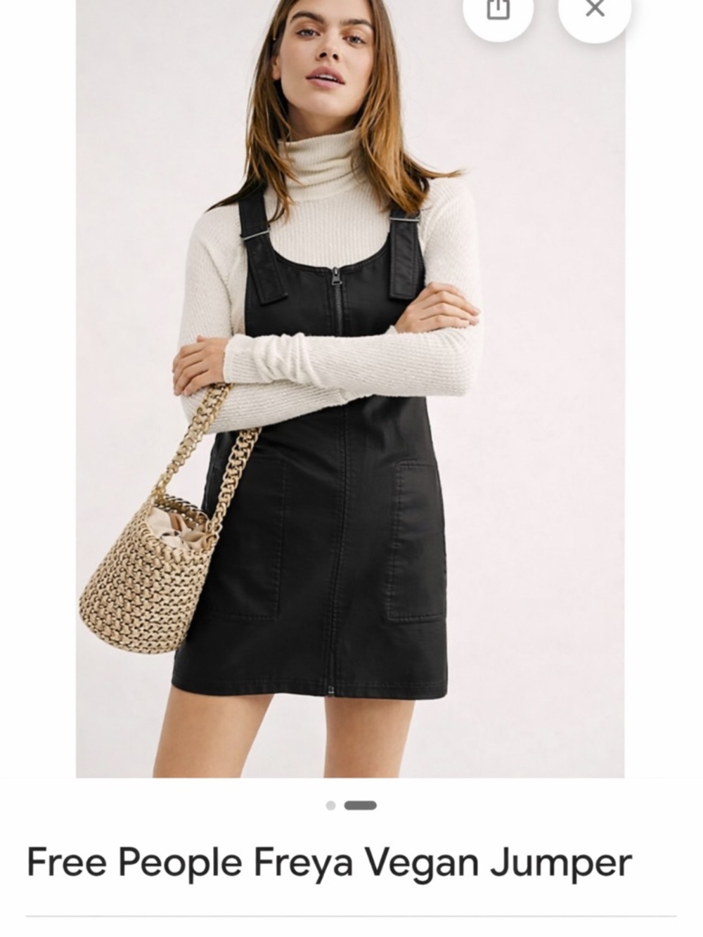 Free People Black Rayon-Coated Dress with Zipper Detail